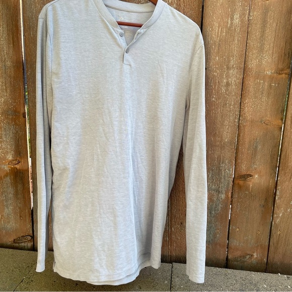 MARC ANTONY Men's Light Gray Luxury Henley Long Sleeve Shirt Size Large - Picture 2 of 10